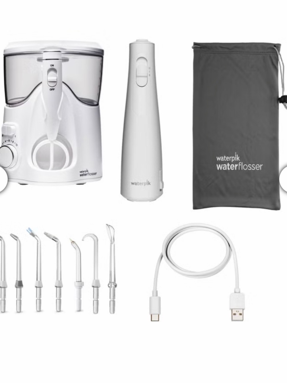 Waterpik Bundle!  Water Flosser Oral Irrigation System in White, Travel